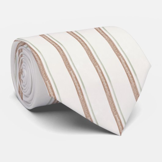 Cream Brown Stripes Stropdas (Opgerold)