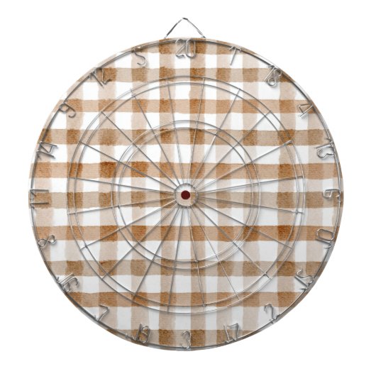 Cream Brown Stripes Tan Plaid Dartbord (Voorkant)