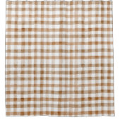 Cream Brown Stripes Tan Plaid Douchegordijn (Voorkant)
