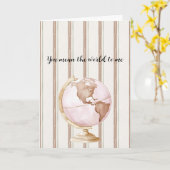 Cream Brown Stripes You Mean The World To Me Globe Kaart (Gele Bloem)