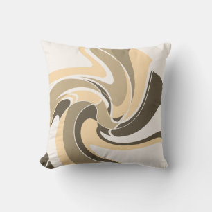 Cream Brown Taupe Off-White Abstracte kunstbloem Kussen