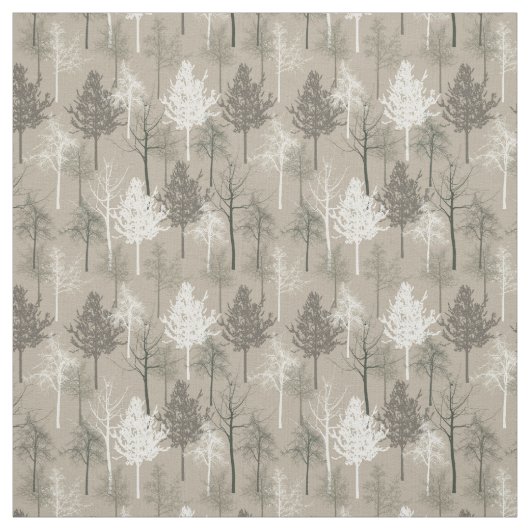 Cream Brown Trees Stof (Swatch)