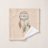 Cream Brown Turquoise Dream Catcher Bad Handdoek (Wasdoekje)