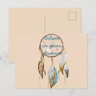 Cream Brown Turquoise Dream Catcher Briefkaart