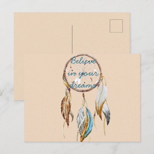 Cream Brown Turquoise Dream Catcher Briefkaart (Voorkant / Achterkant)