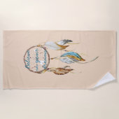 Cream Brown Turquoise Dream Catcher Strandlaken (Voorkant)