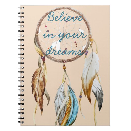 Cream Brown Turquoise Dream catcher waterverf Notitieboek (Voorkant)