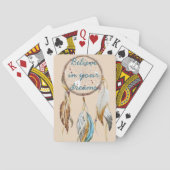 Cream Brown Turquoise Dream catcher waterverf Pokerkaarten (Achterkant)