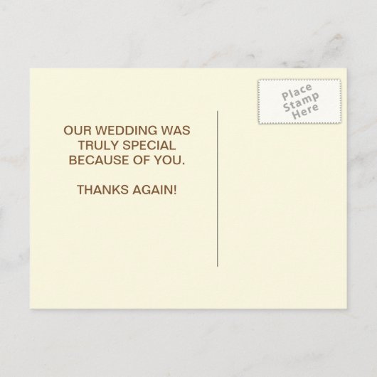 Cream Brown Wedding | Bruid bruidegom foto Dank u Aankondigingskaart (Achterkant)