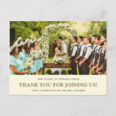 Cream Brown Wedding | Bruid bruidegom foto Dank u Aankondigingskaart (Voorkant)