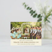 Cream Brown Wedding | Bruid bruidegom foto Dank u Aankondigingskaart (Staand voorkant)