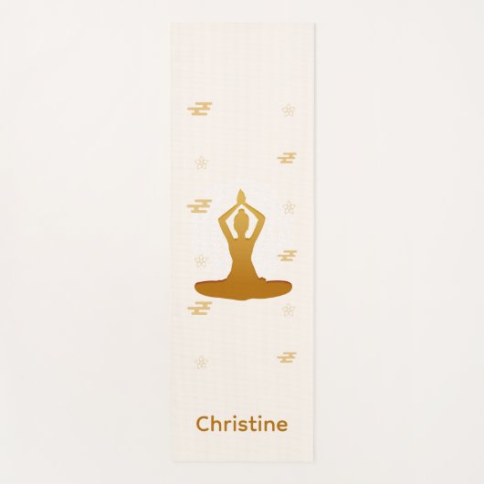 Cream-Brown Yoga Pose en aangepaste naam Yogamat (Voorkant)