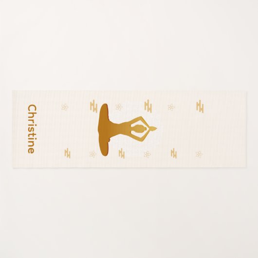 Cream-Brown Yoga Pose en aangepaste naam Yogamat (Voorkant (horizontaal))