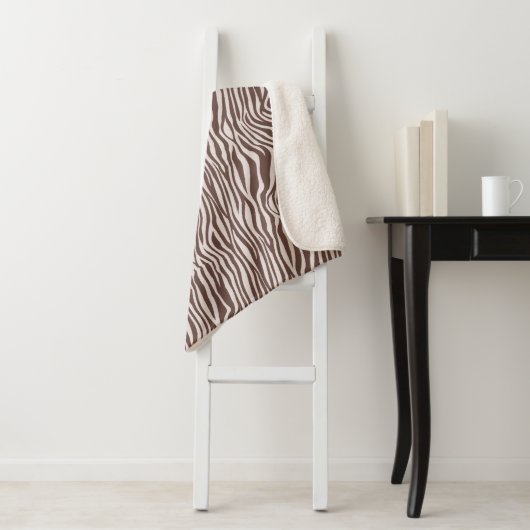 Cream Brown Zebra Print Sherpa Deken (In situ)