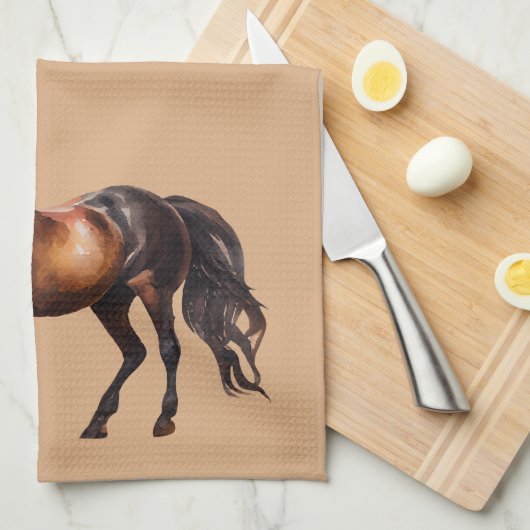 Cream Brown Zuidwest Horse Theedoek (Quarter Fold)