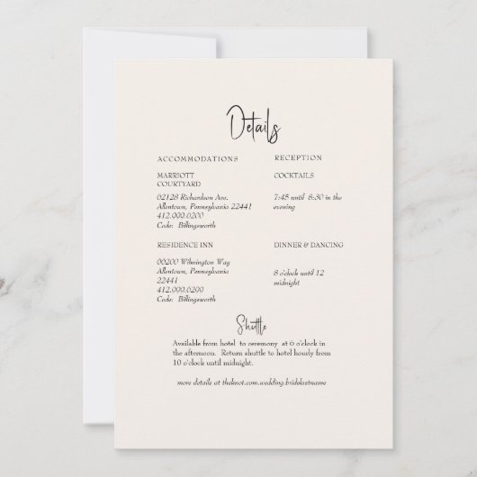 Cream bruiloft detail kaart (Voorkant)