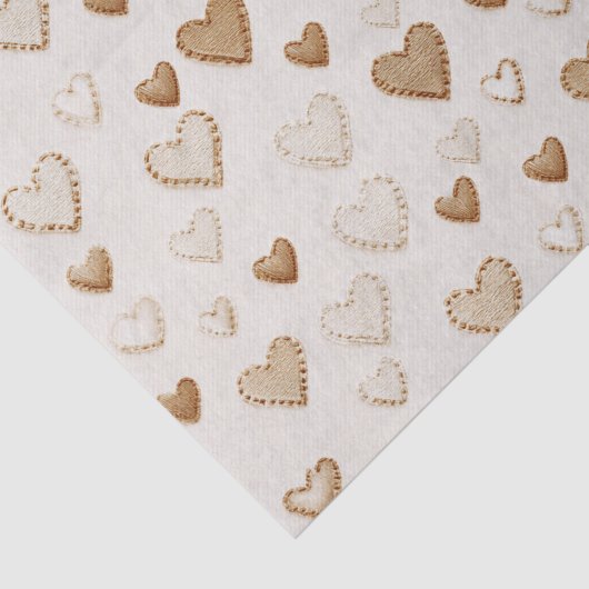 Cream & Bruine Harten Valentijnsdag Tissuepapier (Detail)
