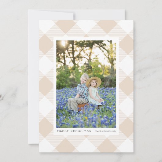 Cream Buffalo Check Plaid op Cream Photo Holiday (Voorkant)