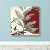 Cream Burgundy & Grey Artistic Abstracte Waterverf Canvas Afdruk (Insitu (Houten vloer))