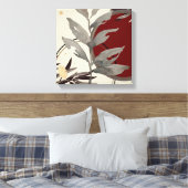 Cream Burgundy & Grey Artistic Abstracte Waterverf Canvas Afdruk (Insitu (Slaapkamer))