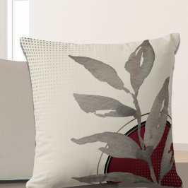 Cream Burgundy Red en Black Simple Waterverf Kussen