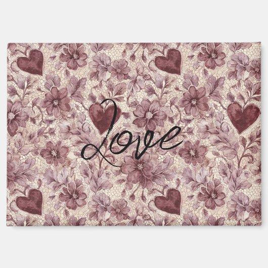Cream Burgundy Red Hearts Flowers Magneet (Voorkant)