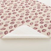Cream Burgundy Red Lips Kisses Sherpa Deken (3/4)