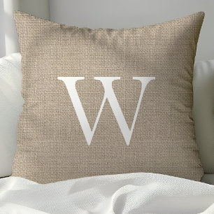 Cream Burlap Custom Monogrammed Sierkussennen Kussen