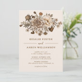 Cream Burnt Sinaasappel Roest Elegante Herfst Boho Kaart (Staand voorkant)