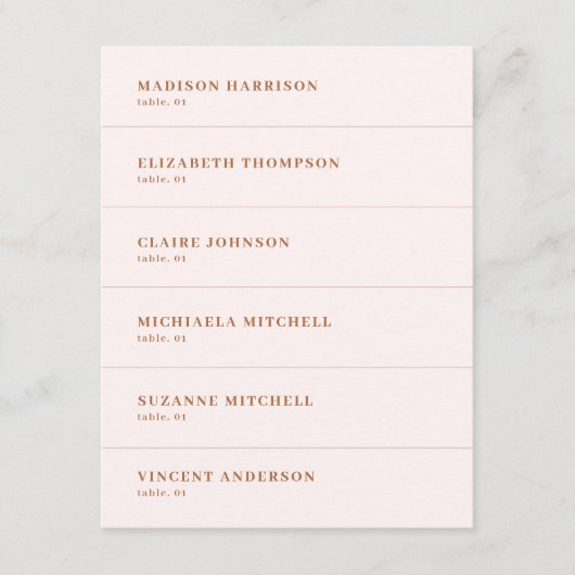 Cream Burnt Sinaasappel Terracotta Bruiloft Plaats Kaart (Voorkant)