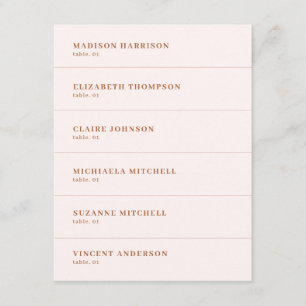 Cream Burnt Sinaasappel Terracotta Bruiloft Plaats Kaart