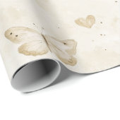 Cream Butterflies & Hearts Birthday Cadeaupapier (Rol Hoek)
