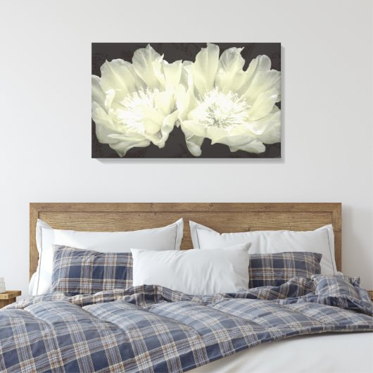 Cream Cactus Flowers Canvas Afdruk (Insitu (Slaapkamer))