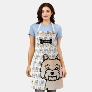 Cream Cairn Terrier Schattige Cartoon Hond & Naam Schort