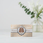 Cream Cake Couture Glitzy Damask Cake Bakery Visitekaartje (Staand voorkant)