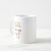Cream Cat Peking achter eigen naam Koffiemok (Voorkant links)