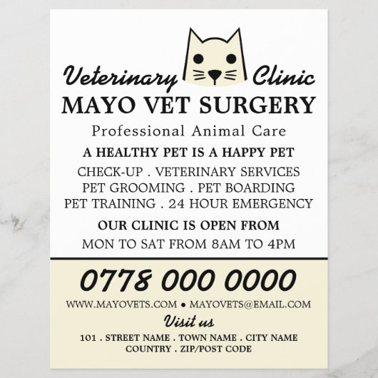 Cream Cat, Veterinary, Veterinary Service Flyer (Voorkant)
