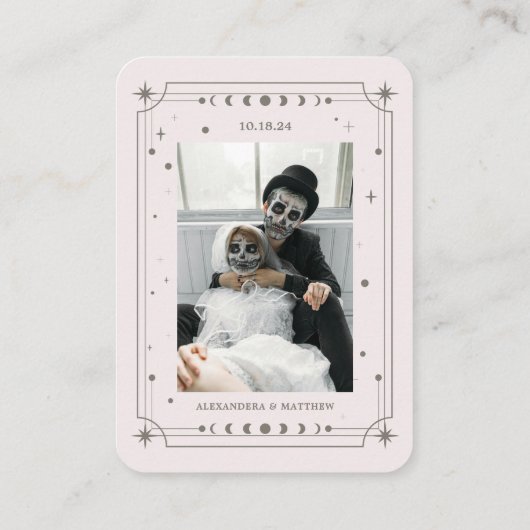 Cream Celestial Halloween Bruiloft RSVP QR Code Informatiekaartje (Achterkant)