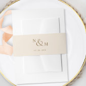 Cream Champagne en Gold Modern Simple Wedding Uitnodigingen Wikkel