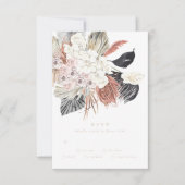 Cream Charcoal Pampas Grass Floral Oerwoud Wedding RSVP Kaartje (Voorkant)