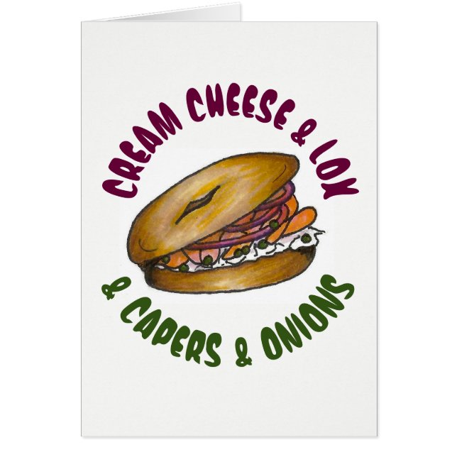Cream Cheese Lox Capers Onions NYC Deli Bagel Food (Voorkant)