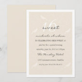 Cream Chic Sweet 16 feestuitnodiging Kaart (Voorkant / Achterkant)