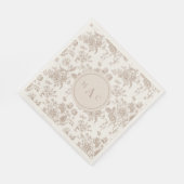 Cream Chinoiserie Monogram Trouwcocktail Servet (Hoek)