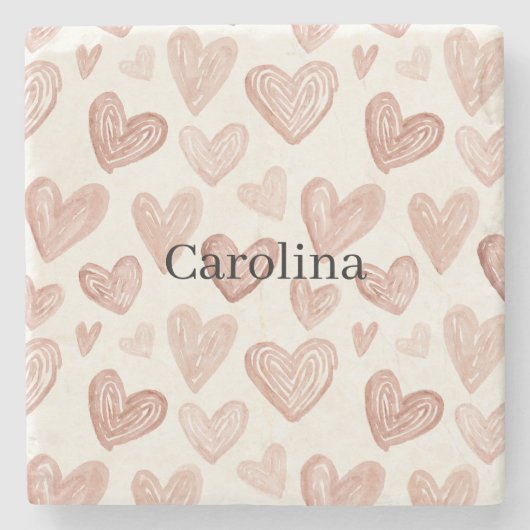 Cream Chocolate Hearts Love Valentine's Day Stenen Onderzetter (Voorkant)