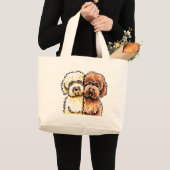 Cream Chocolate Labradoles Grote Tote Bag (Voorkant (product))