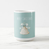 Cream Christmas Bell Pretty Blue Bow Koffiemok (Center)