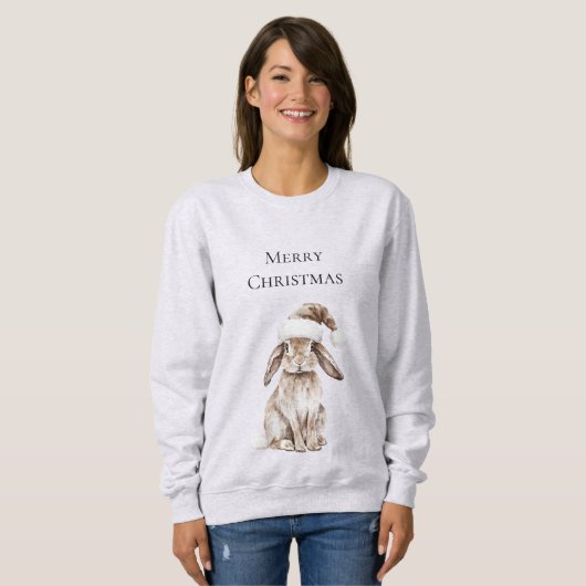 Cream Christmas Bunny Rabbit Trui (Voorkant volledig)