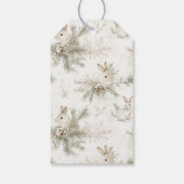 Cream Christmas Bunny Rabbits Cadeaulabel (Achterkant)