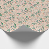Cream Christmas Foliage Pattern Cadeaupapier (Hoek)