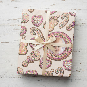 Cream Christmas Gingerbread Cookies Baby Foto Cadeaupapier